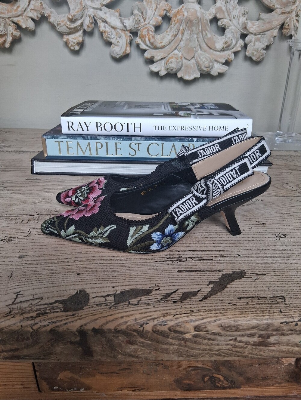 Christian Dior Ribbon Petites Fleurs Embroidered J'Adior Slingback Pumps Size 35 - Picture 3 of 13